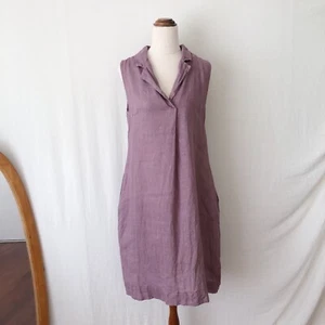 Valentina Naldi Dress Size S Purple Linen? Sleeveless Made in Italy Collared - Picture 1 of 8