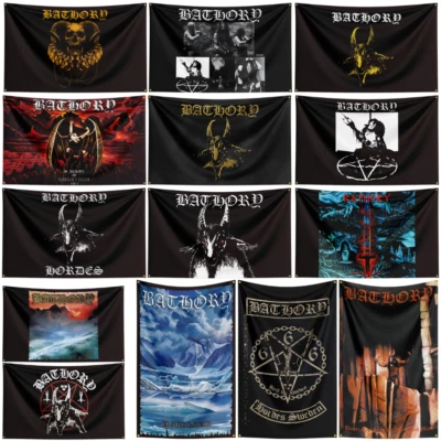 Póster de pared tapiz bandera banda rock metal pesado Bathory + ojales de latón  Foto 1 de 4