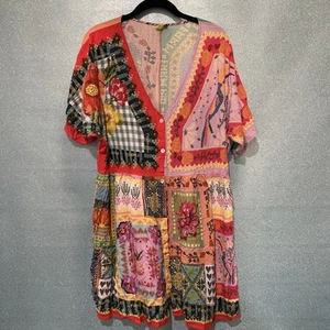 Farm Rio Floral Tropical Dress Anthropologie Buttondown Shirtdress Black XL GG - Bild 1 von 13
