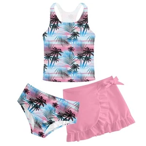 Tankini Swimsuit Set for Girls 8-9 Years Old 3 Piece Bathing Suit Rash Guard ... - Picture 1 of 6