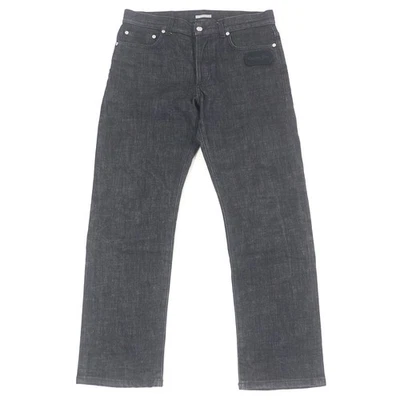 Calça jeans masculina Christian Dior couro botão mosca preta Itália 31 - Imagem 1 de 4