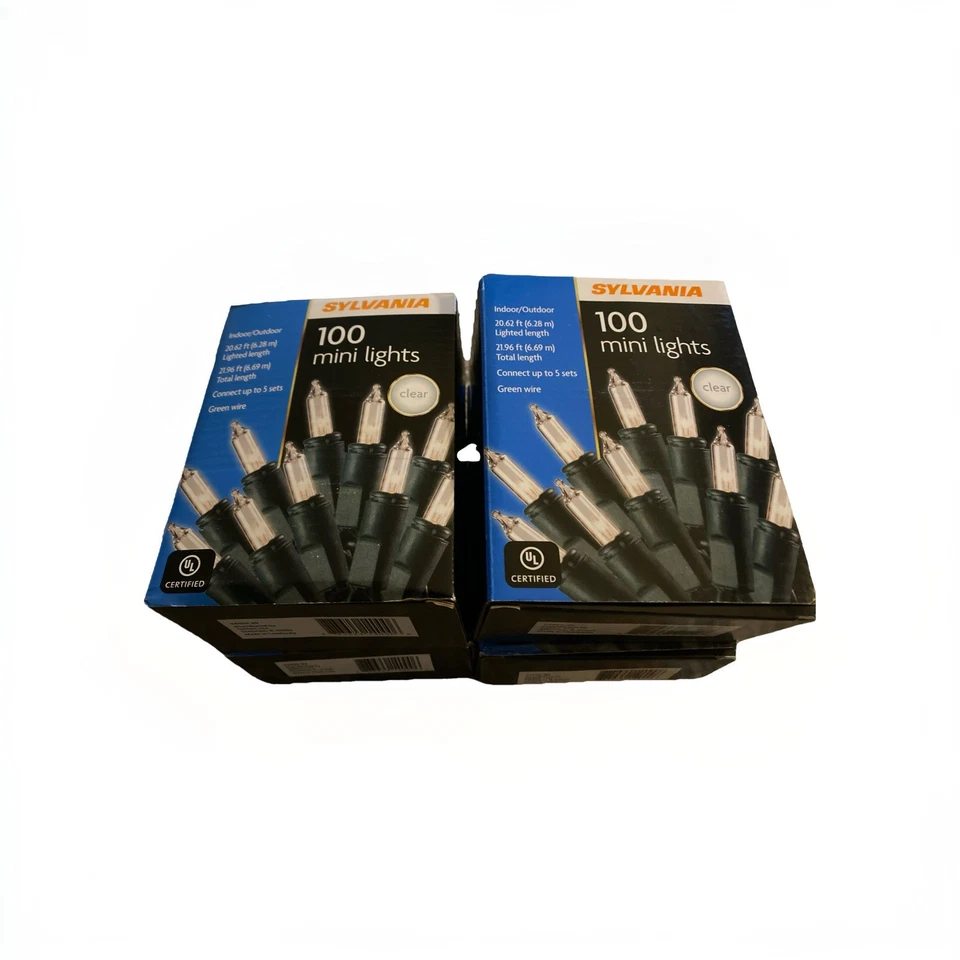 Sylvania 100 Mini lights clear green wire￼ Indoor/Outdoor Christmas Lights