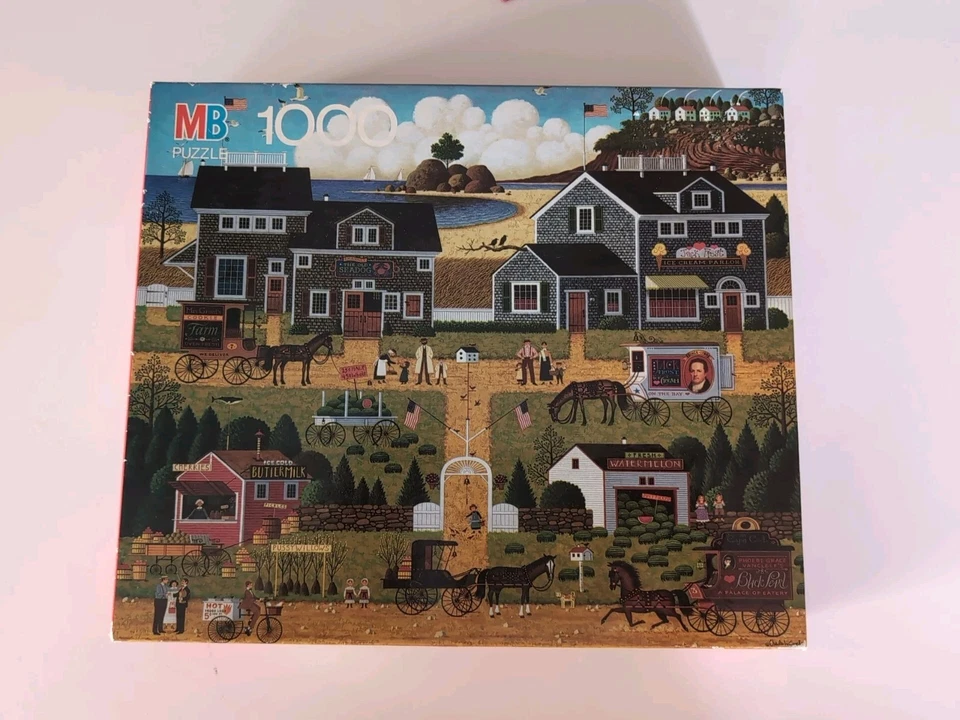 Rompecabezas Mb Charles Wysocki "Wescott's Black Cherry Harbor" 1.000 piezas *Vintage*NUEVO EN CAJA Foto 1 de 4