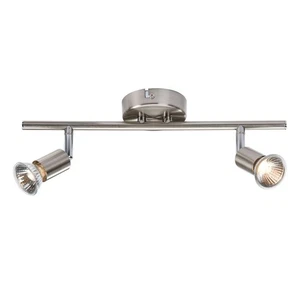 Foco de techo moderno de 2 barras 50 vatios cromado cepillado compatible con LED - Imagen 1 de 1