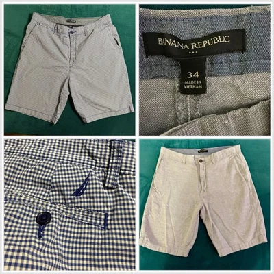 Комплект мужских шорт Banana Republic размер 34 чино хлопок лен серый и имбирь - Изображение 1 из 4