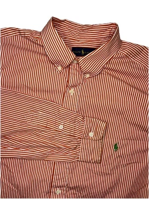 Polo Ralph Lauren Para Hombres XLT Camisa de Vestir Alta Naranja Rayas Preppy Negocios Foto 1 de 4