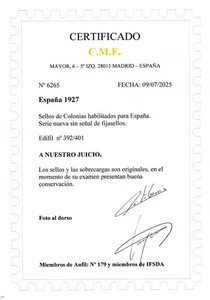 ✔️★★ EDIFIL 392/401 - CRUZ ROJA ALFONSO XIII SIN FIJASELLO +CERT. CMF (1.685€)★★ - Imagen 1 de 4