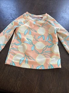 CAT & JACK Pfirsich Zitronenmuster Langarm Rash Guard Top Mädchen Größe 2T - Bild 1 von 4