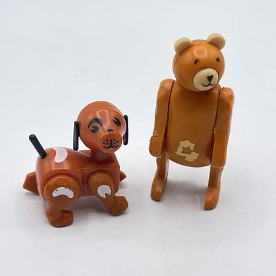 Lote de posable Fisher Price boneco animal vintage Little People marrom cachorro circo urso - Imagem 1 de 4