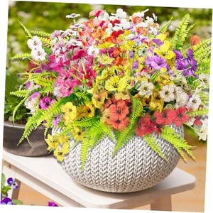 14pcs Artificial Flowers Outdoor UV Resistant Fake Flower for Outside Mixed 4 - Picture 1 of 8