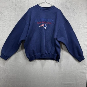 Vtg New England Patriots Sweater Mens X-Large Blue Superweight Fleece Tultex 90s - Picture 1 of 9