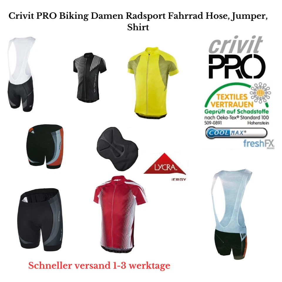 Crivit PRO Biking Für Herren Radsport Fahrrad Hose, Jumper, Shirt