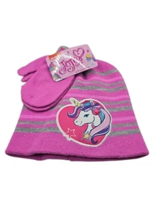 New With Tags Jo Jo Siwa 2-piece Pink Unicorn Hat & Glove Set One Size Fits Most - Picture 1 of 7