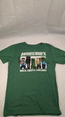 Camisa gráfica de manga corta Minecraft verde jaspeado talla XL para niños Foto 1 de 3