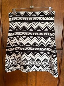 KAVU womens X-small aztec tribal art fair isle chevron black white pattern skirt - Picture 1 of 5