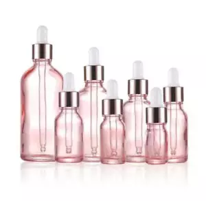 5ml - 100ml Pink Glass Dropper Bottle w/ Pipette Essential Oil Drop Container - Picture 1 of 15