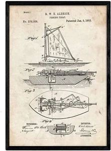 Poster Vintage Stampe Artistiche Progetti brevetti peschereccio nave pesca - Foto 1 di 1