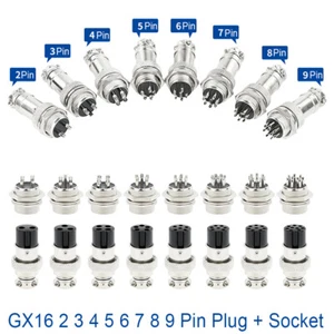 GX16-2 3 4 5 6 7 8 9 Pin Male Female 16mm Panel Connector Plug + Socket Aviation - Picture 1 of 32