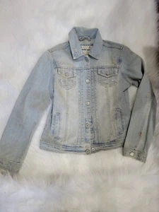 SIZE L 14 LIMITED TOO (NEW) Youth Girls Distressed Jeans Jacket INVPV2067 - Picture 1 of 4
