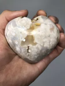 Grande cuore di agata fiore 7,8 oz Madagascar bellissimo! Agata fiori di ciliegio N3 - Foto 1 di 6