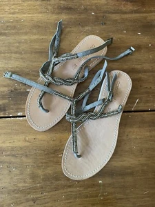 Cocobelle Nevis Beaded Braided Flat Sandals Size 38 7.5 - Picture 1 of 6