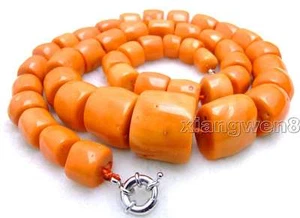 15-25mm Thick Slice Natural Orange Coral Necklace for Women Long Necklace 30" - Picture 1 of 16