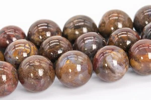 Cuentas de pietersita marrón natural genuinas de 12 mm Colombia grado AA cuentas redondas sueltas - Imagen 1 de 4