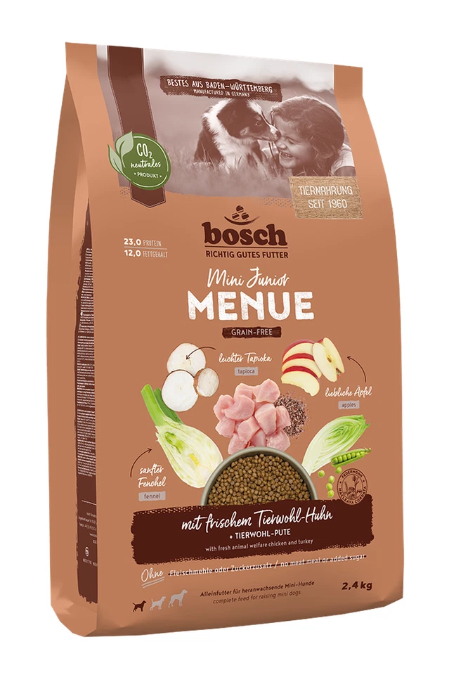 Bosch MENUE Mini Junior mit Tierwohl-Huhn 2,4 kg - getreidefreies Hundefutter - Bild 1 von 1