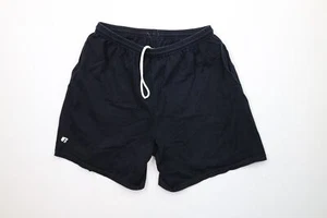 Vintage 90s Russell Athletic Mens Large Faded Above Knee Cotton Dad Shorts Black - Picture 1 of 13