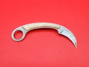 Pattern Damascus Custom Handmade Karambit Knife Camel Bone Handle A12 - Picture 1 of 13