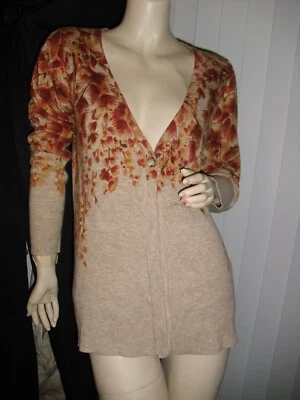 Coldwater Creek, cárdigan suéter, zS, hojas caídas, nailon, cachemira, lana, dorado, nuevo Foto 1 de 4