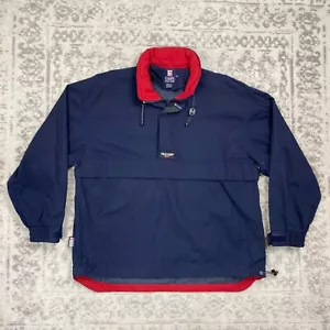 Vintage Ralph Lauren Chaps Jacket Mens Blue Red Pullover Windbreaker Size Medium - Picture 1 of 9