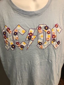 AC/DC Azul Bordado Damas Extra Grande Camiseta Bon Scott Angus Young - Imagen 1 de 7