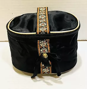 Bolso pequeño de viaje cosmético vintage con cremallera ovalada con asa floral rojo dorado detalles usado en excelente estado - Imagen 1 de 6