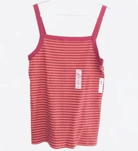 Old Navy Damen XL Slim Fit rot orange Streifen ärmellos dünne Träger Tank Top neu - Bild 1 von 5
