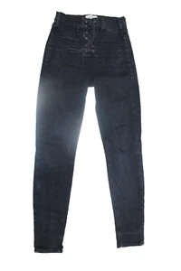 Pantalones de mezclilla para mujer McGuire de encaje delanteros ajustados azul muy oscuro elásticos talla 26 - Imagen 1 de 7