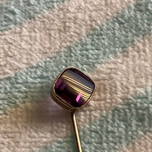 14k Yellow Gold Vintage Amethyst Gemstone Stick Pin 2  3/4”  3 Grams - Picture 1 of 4