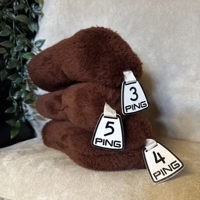 3 VTG Plush Fuzzy Barrel Ping Golf Head Covers Fairway Woods Brown - Image 1 of 3