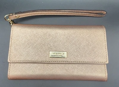 Kate Spade Rose Gold Clutch Wristlet Wallet Card Holder Sparkle Glitter Pink  - Image 1 of 4