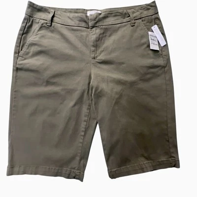 Caslon Bermuda Chino Shorts Size 12 Twill In Olive Sarma Green Casual Summer NEW - Image 1 of 4