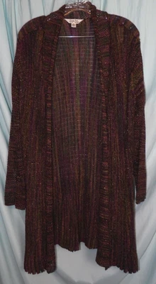 Cárdigan suéter tejido Krazy Kat púrpura frente abierto LS para mujer talla XL Foto 1 de 4