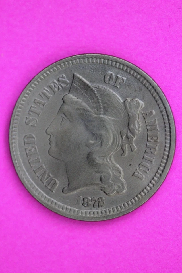 High Grade Cleaned 1872 Three Cent Nickel Guaranteed Authentic & Genuine 1345 - Image 1 of 3