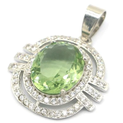 Colgante de plata pulida alta circonita cúbica blanca amatista verde altamente recomendable Foto 1 de 2