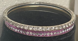 Lote Vintage Apilable Tono Dorado Modernista Brazalete Lote 2 Set Cristales - Imagen 1 de 5