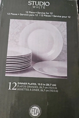 Juego de platos de cena de porcelana Studio White de 12 piezas platos de calidad ¡Envío rápido! Foto 1 de 4