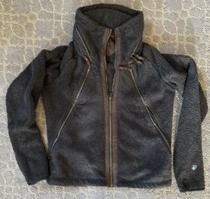 Kuhl Womens Size Large Fuzzy Brown Faux Fur Jacket Full Zip Pockets Hood - Picture 1 of 9