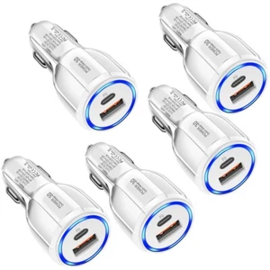5 Pack 2 USB Port Fast QC 3.0 Car Charger for iPhone Samsung Android Cell Phone - Picture 1 of 4