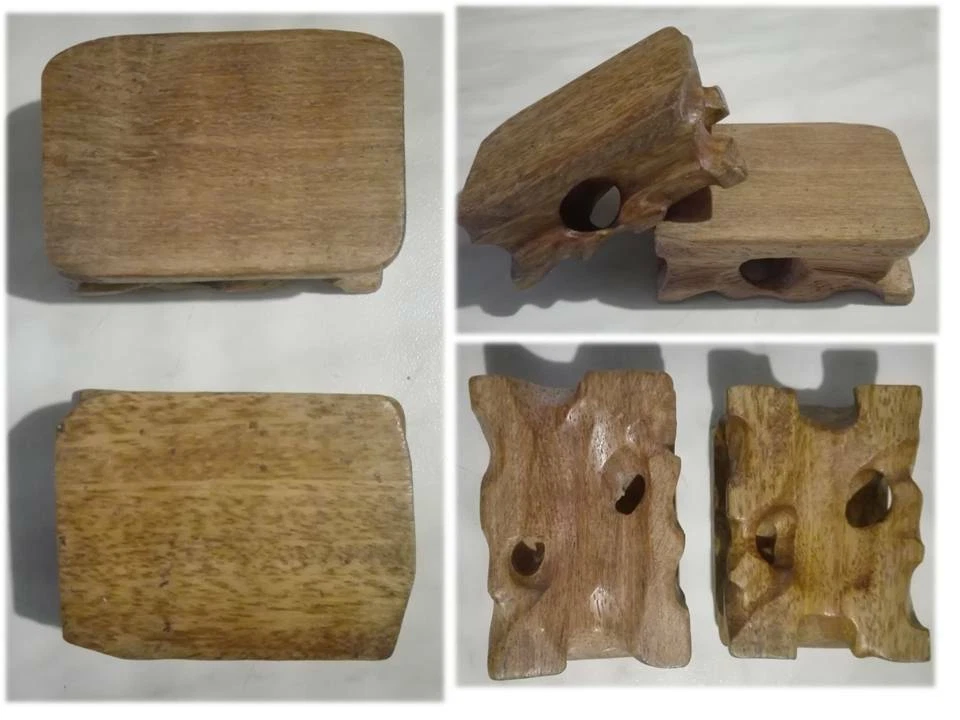 Coppia basette base scolpite in legno massello per oggettistica C1 - Immagine 1 di 1