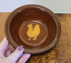 Vintage 1982 Jugtown Ware Redware Soup Bowl w/ Chicken 6 5/8" NC Pottery PRIM - Picture 1 of 6
