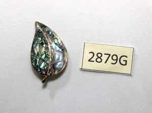 VINTAGE 1970’S MEXICO LARGE LEAF ABALONE BROOCH/PIN - Picture 1 of 4